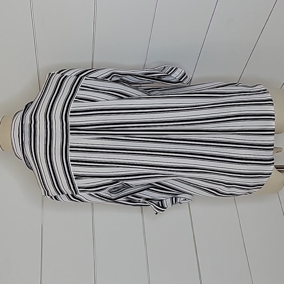 BCX medium white with black stripes lightweight blouse - Picture 2 of 5